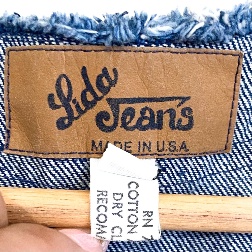 Vintage Lida Jeans Raw Seams Trim Double Snap Vest - Picture 5 of 6